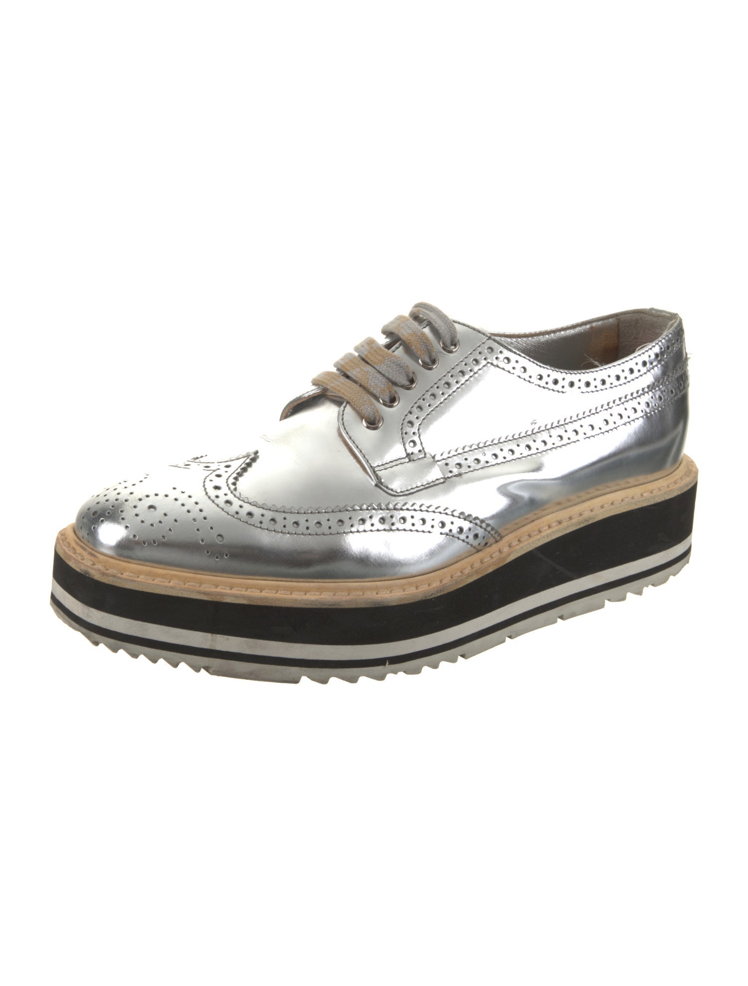 Prada Leather Lasercut Accents Oxfords